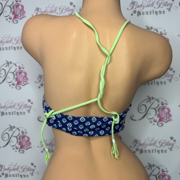 Roxy bikini top paisley print adjustable tassle bead straps corset lace up boho - Picture 3 of 12